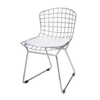 Kids Shuttle Chair Set of 2, White Faux Leather, Mesh Chrome Metal -BM330191