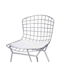 Kids Shuttle Chair Set of 2, White Faux Leather, Mesh Chrome Metal -BM330191
