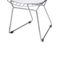 Kids Shuttle Chair Set of 2, White Faux Leather, Mesh Chrome Metal -BM330191
