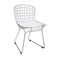 Kids Shuttle Chair Set of 2, White Faux Leather, Mesh Chrome Metal -BM330191
