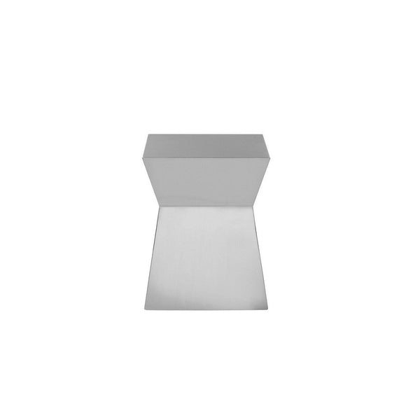 Side End Table, Hourglass Shaped Plinth, 16 Inch Square Brushed Steel -BM330192