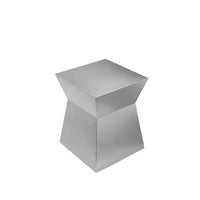 Side End Table, Hourglass Shaped Plinth, 16 Inch Square Brushed Steel -BM330192