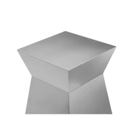 Side End Table, Hourglass Shaped Plinth, 16 Inch Square Brushed Steel -BM330192