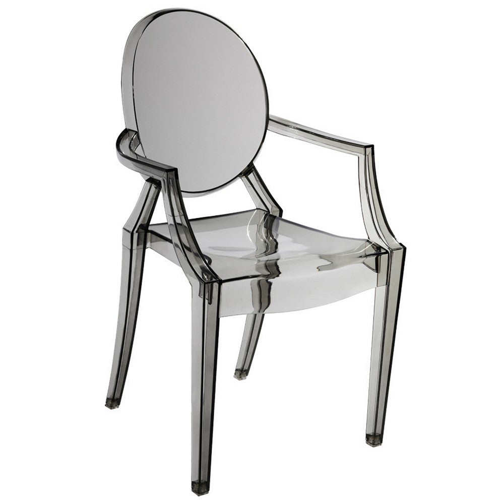 Lily 4pc Indoor Outdoor Dining Armchairs, Clear Gray Plastic -BM330194