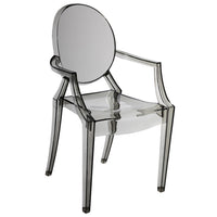 Lily 4pc Indoor Outdoor Dining Armchairs, Clear Gray Plastic -BM330194