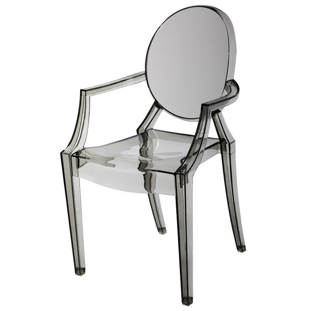 Lily 4pc Indoor Outdoor Dining Armchairs, Clear Gray Plastic -BM330194