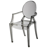 Lily 4pc Indoor Outdoor Dining Armchairs, Clear Gray Plastic -BM330194