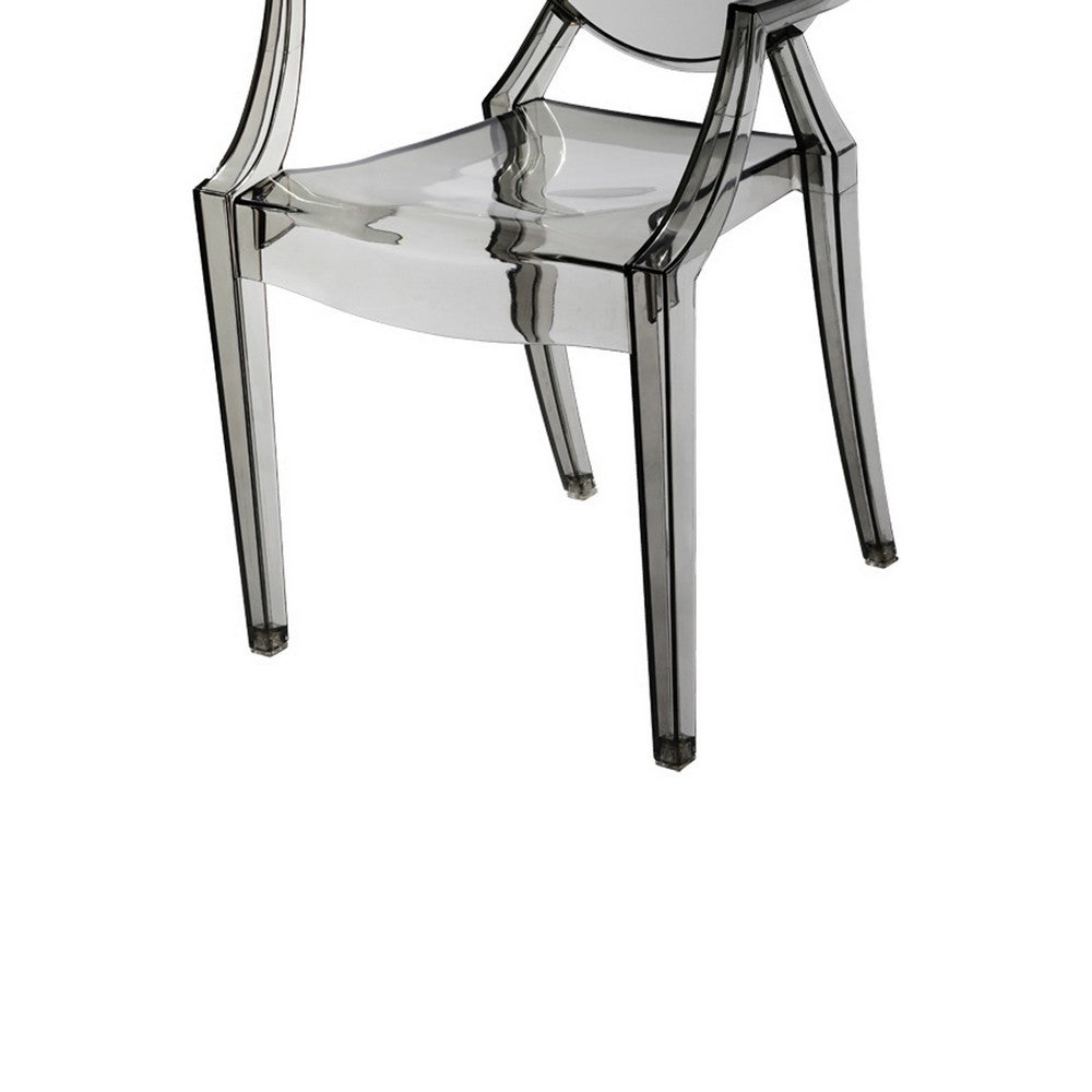 Lily 4pc Indoor Outdoor Dining Armchairs, Clear Gray Plastic -BM330194