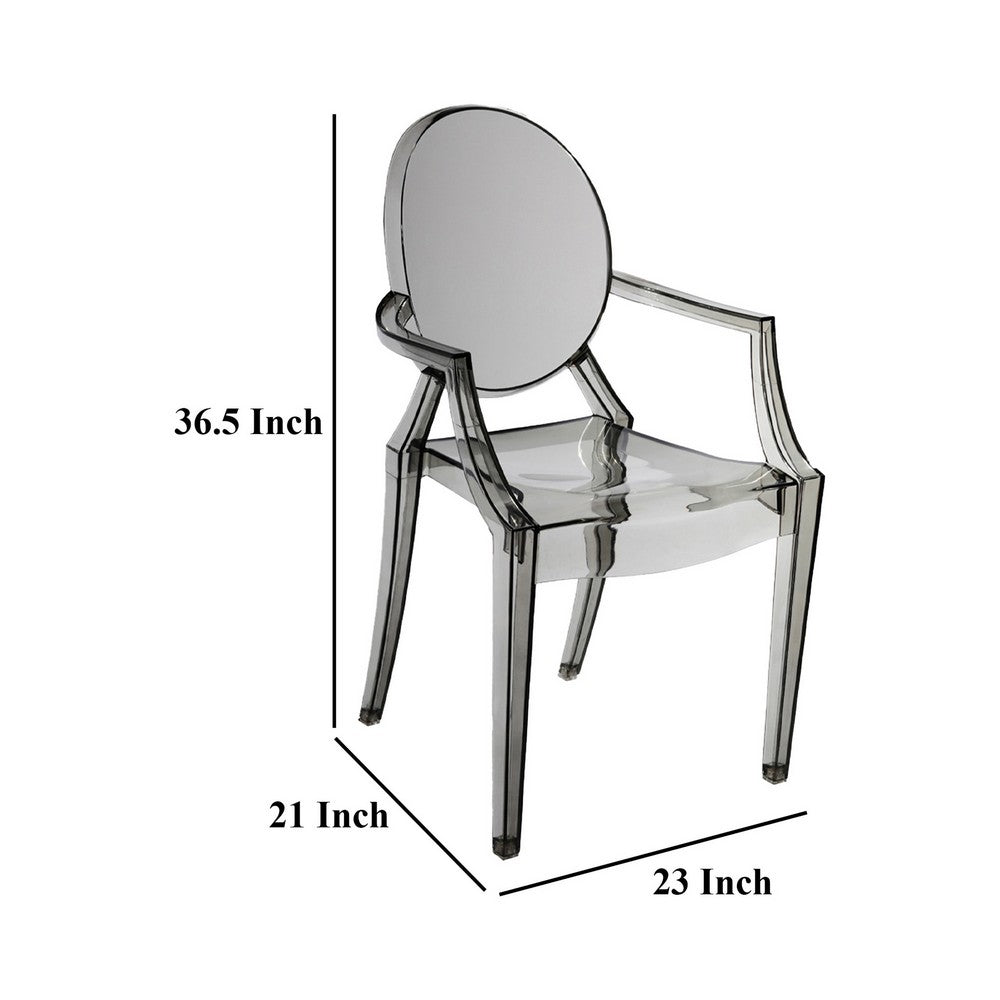 Lily 4pc Indoor Outdoor Dining Armchairs, Clear Gray Plastic -BM330194