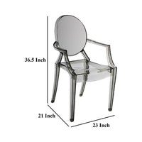 Lily 4pc Indoor Outdoor Dining Armchairs, Clear Gray Plastic -BM330194