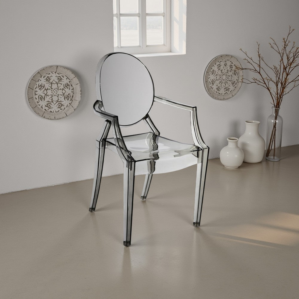 Lily 4pc Indoor Outdoor Dining Armchairs, Clear Gray Plastic -BM330194