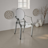 Lily 4pc Indoor Outdoor Dining Armchairs, Clear Gray Plastic -BM330194