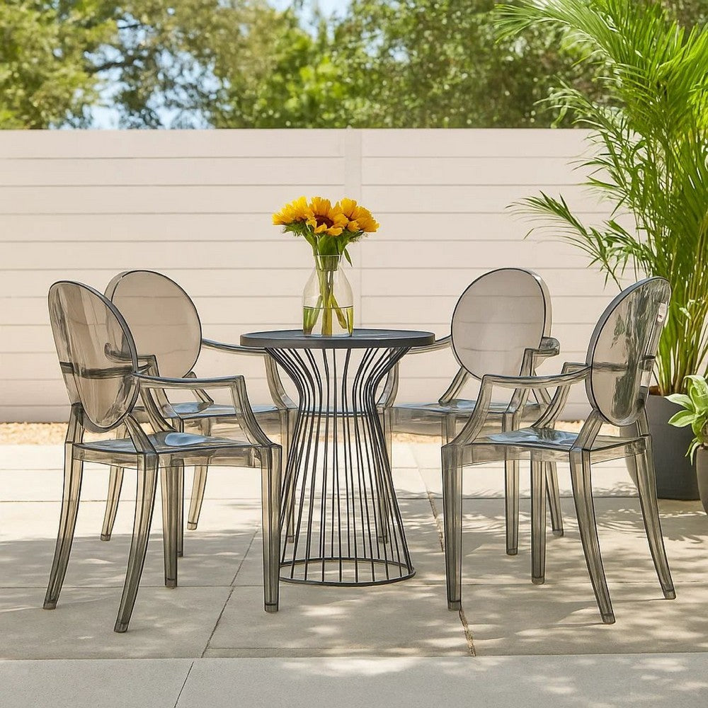 Lily 4pc Indoor Outdoor Dining Armchairs, Clear Gray Plastic -BM330194