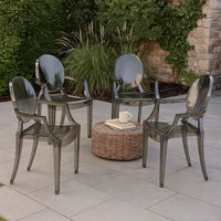Lily 4pc Indoor Outdoor Dining Armchairs, Clear Gray Plastic -BM330194