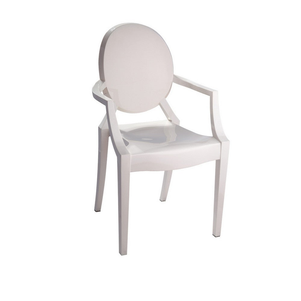 Lily Outdoor Dining Armchairs Set of 4, Round Backrest, White Plastic -BM330195