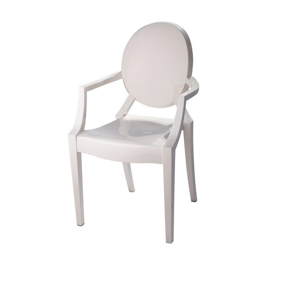 Lily Outdoor Dining Armchairs Set of 4, Round Backrest, White Plastic -BM330195