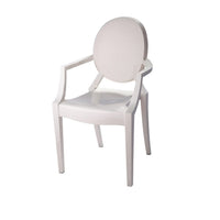 Lily Outdoor Dining Armchairs Set of 4, Round Backrest, White Plastic -BM330195