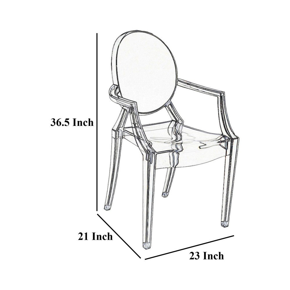 Lily Outdoor Dining Armchairs Set of 4, Round Backrest, White Plastic -BM330195