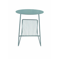 Zeo Side End Table w Magazine Rack, 14 Inch Round Top, Sage Green  -BM330203
