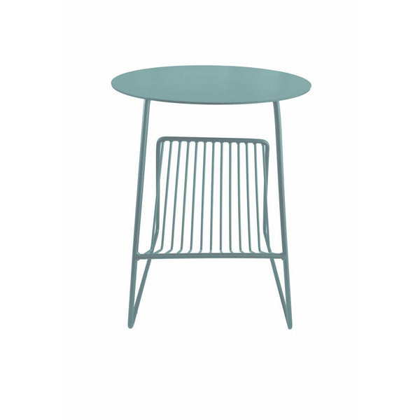 Zeo Side End Table w Magazine Rack, 14 Inch Round Top, Sage Green  -BM330203