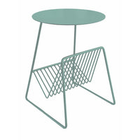 Zeo Side End Table w Magazine Rack, 14 Inch Round Top, Sage Green  -BM330203