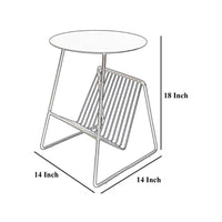 Zeo Side End Table w Magazine Rack, 14 Inch Round Top, Sage Green  -BM330203
