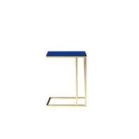 Zen Side End Table, C Shape Gold Base, Navy Blue Lacquer Top -BM330208