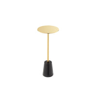Sen Side End Drink Table, Gold Metal Round Top w Black Marble Base -BM330209