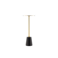 Sen Side End Drink Table, Gold Metal Round Top w Black Marble Base -BM330209