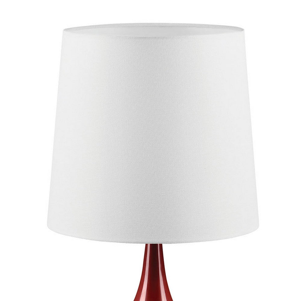 Eddy Table Lamp, 23 Inch Vase Shaped Red Metal Body, Fabric Shade -BM330330