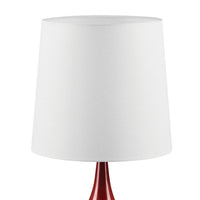 Eddy Table Lamp, 23 Inch Vase Shaped Red Metal Body, Fabric Shade -BM330330