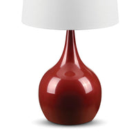 Eddy Table Lamp, 23 Inch Vase Shaped Red Metal Body, Fabric Shade -BM330330