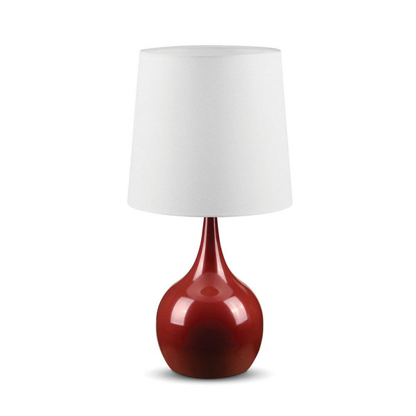 Eddy Table Lamp, 23 Inch Vase Shaped Red Metal Body, Fabric Shade -BM330330