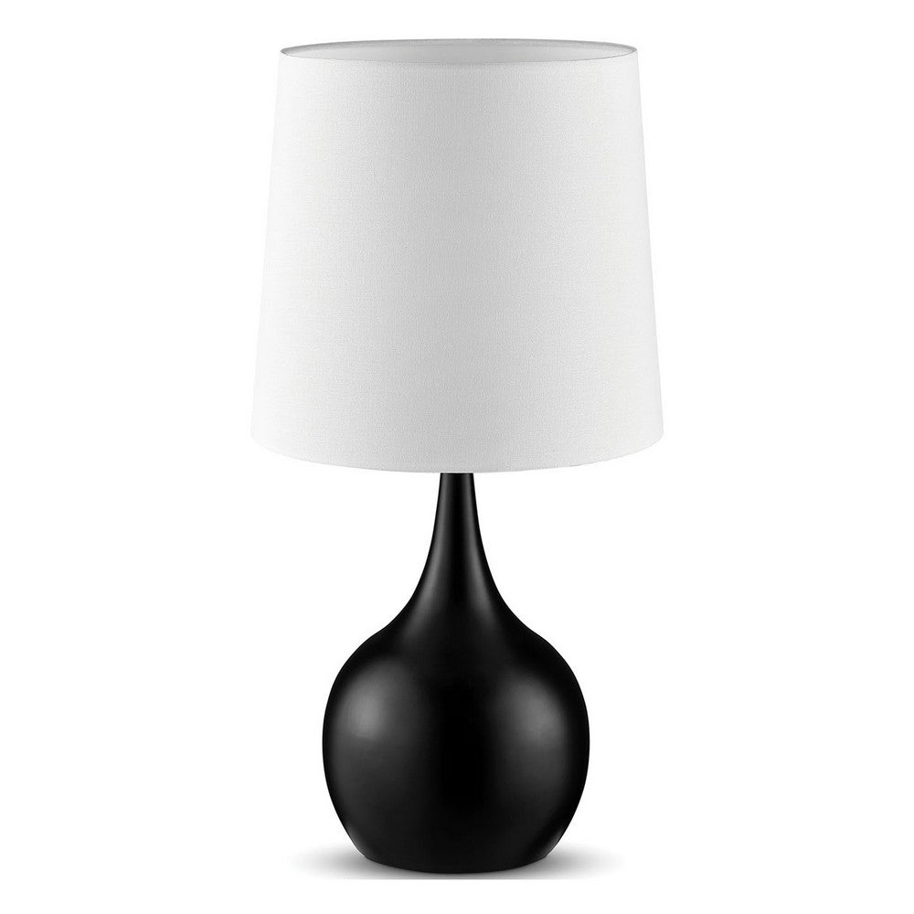 Eddy Table Lamp, 23 Inch Vase Shaped Black Metal Body, Fabric Shade -BM330331