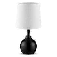 Eddy Table Lamp, 23 Inch Vase Shaped Black Metal Body, Fabric Shade -BM330331