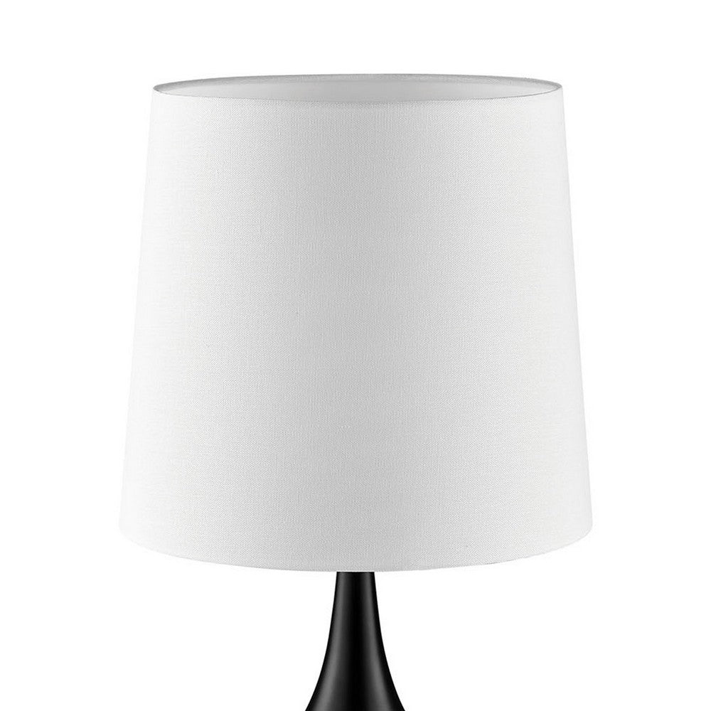 Eddy Table Lamp, 23 Inch Vase Shaped Black Metal Body, Fabric Shade -BM330331