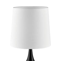Eddy Table Lamp, 23 Inch Vase Shaped Black Metal Body, Fabric Shade -BM330331