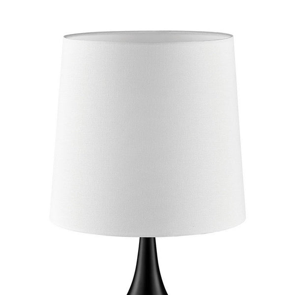 Eddy Table Lamp, 23 Inch Vase Shaped Black Metal Body, Fabric Shade -BM330331