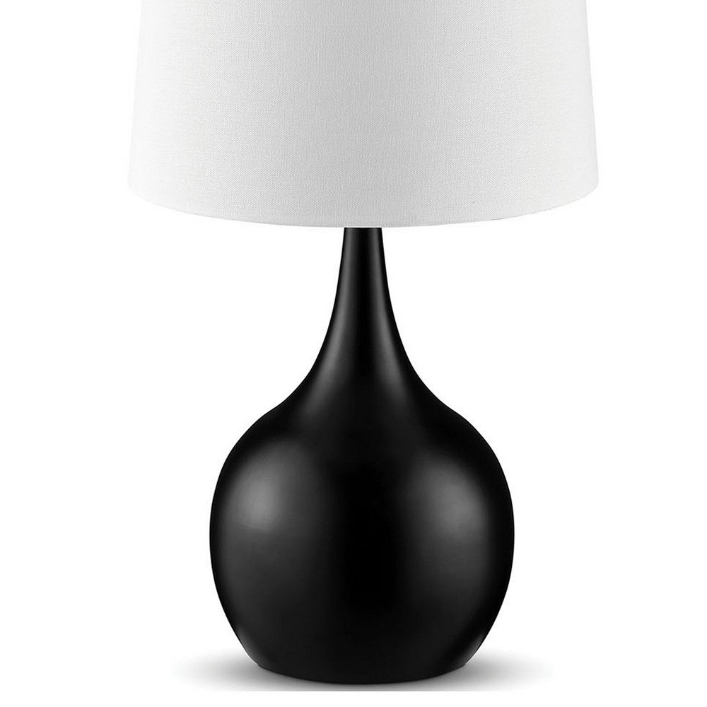 Eddy Table Lamp, 23 Inch Vase Shaped Black Metal Body, Fabric Shade -BM330331