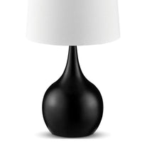 Eddy Table Lamp, 23 Inch Vase Shaped Black Metal Body, Fabric Shade -BM330331