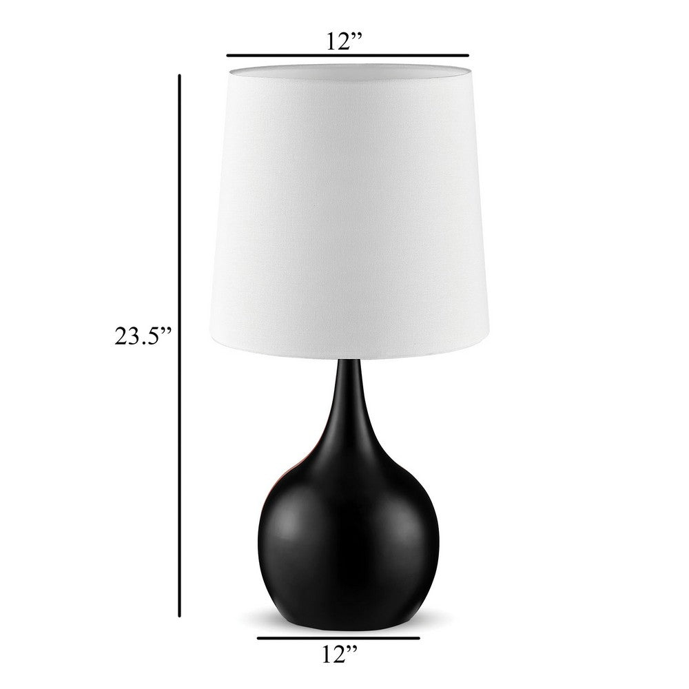 Eddy Table Lamp, 23 Inch Vase Shaped Black Metal Body, Fabric Shade -BM330331