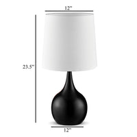 Eddy Table Lamp, 23 Inch Vase Shaped Black Metal Body, Fabric Shade -BM330331