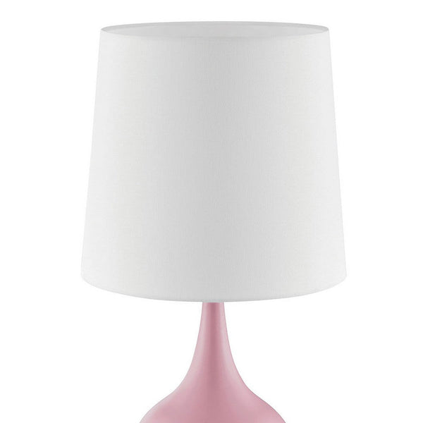 Eddy Table Lamp, 23 Inch Vase Shaped Pink Metal Body, Fabric Shade -BM330332
