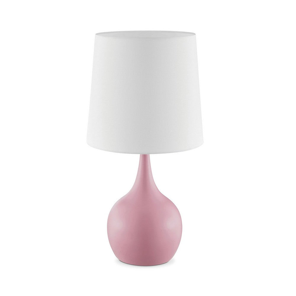 Eddy Table Lamp, 23 Inch Vase Shaped Pink Metal Body, Fabric Shade -BM330332