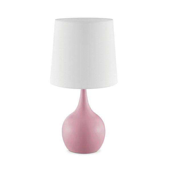 Eddy Table Lamp, 23 Inch Vase Shaped Pink Metal Body, Fabric Shade -BM330332