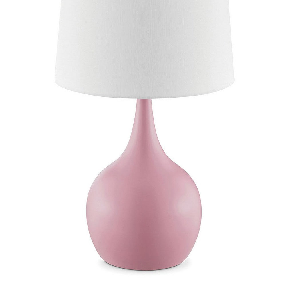 Eddy Table Lamp, 23 Inch Vase Shaped Pink Metal Body, Fabric Shade -BM330332