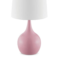 Eddy Table Lamp, 23 Inch Vase Shaped Pink Metal Body, Fabric Shade -BM330332