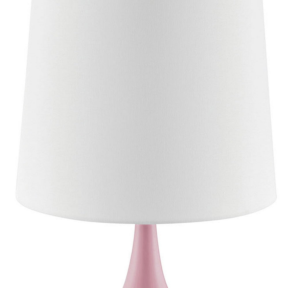 Eddy Table Lamp, 23 Inch Vase Shaped Pink Metal Body, Fabric Shade -BM330332