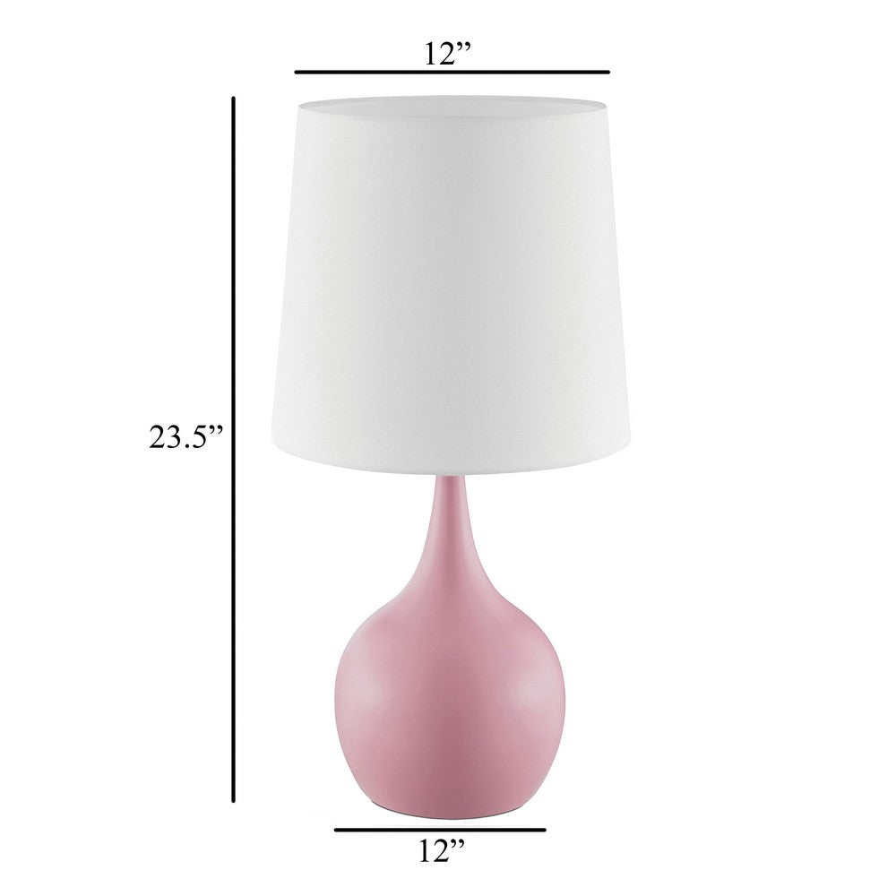 Eddy Table Lamp, 23 Inch Vase Shaped Pink Metal Body, Fabric Shade -BM330332