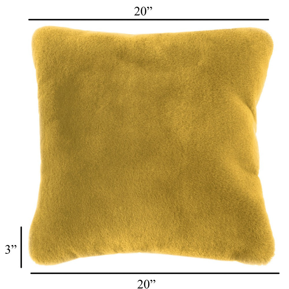 Rica Square Throw Pillow, 20 x 20 Soft Polyester Texture, Yellow -BM330333